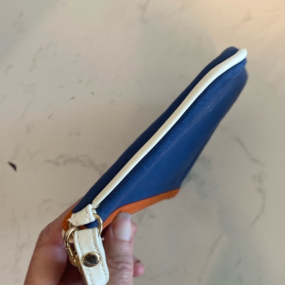 Spartina 449 Anchor Nautical Blue Orange lime Off White Top Zip Wristlet - Picture 9 of 13